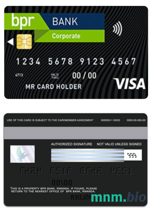 Rwanda BPR Bank corporate przykład karty visa w formacie PSD